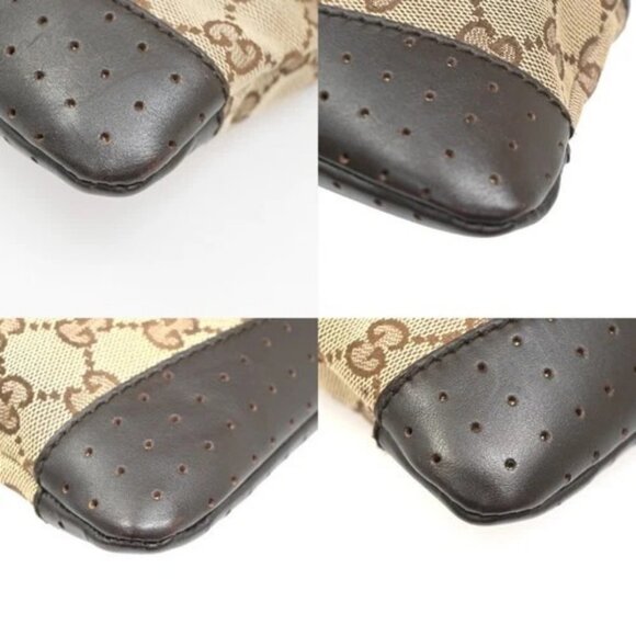 GUCCI Logo GG Pattern Crossbody Shoulder Bag Canvas Leather Brown Italy 35KC160 - Picture 8 of 16